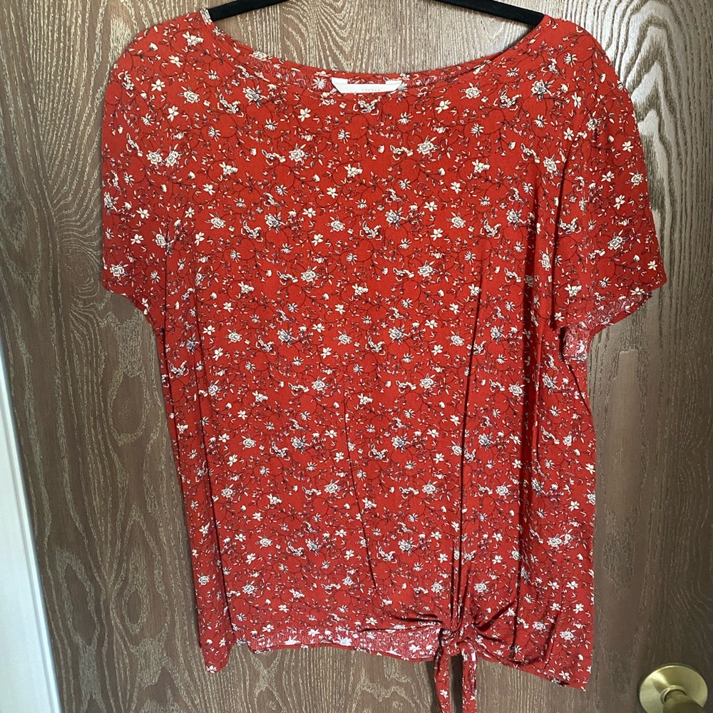 Lauren Conrad Floral Top with Tie